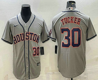 Kyle Tucker #30 Houston Astros Nike Mens Number Patch Limited Cool Base Jersey - Grey