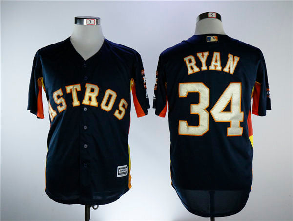 Nolan Ryan #34 Houston Astros Mens Gold Program Flexbase Limited Jersey - Navy Blue