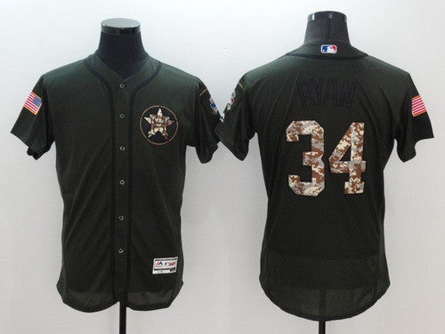 Nolan Ryan #34 Houston Astros Majestic Mens 2016 Retired Salute To Service Flexbase Limited Baseball Jersey - Green