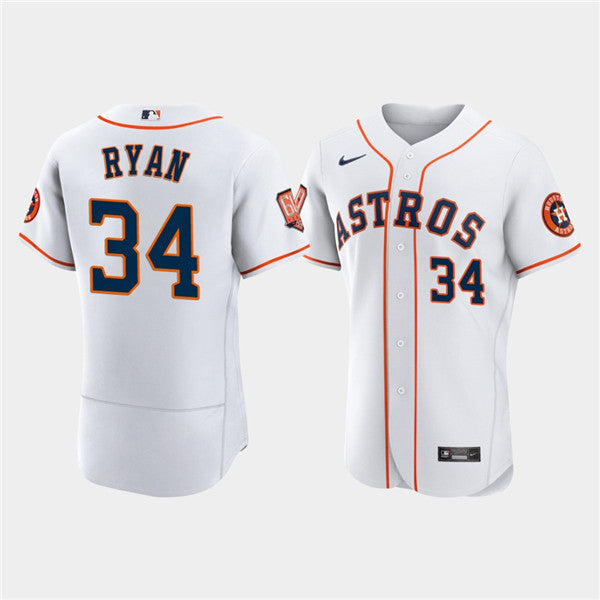 Nolan Ryan #34 Houston Astros Mens 60Th Anniversary Limited Flex Base Baseball Jersey - White