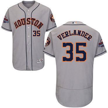 Justin Verlander #35 Houston Astros Mens 2017 Flexbase Authentic World Series Champions Jersey - Grey