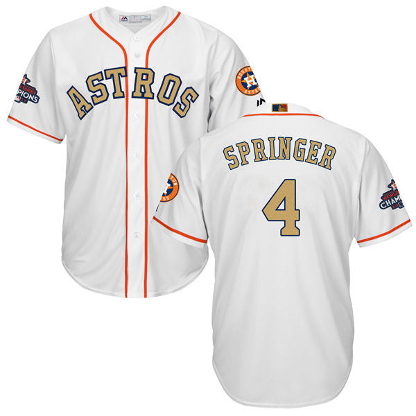 George Springer #4 Houston Astros Mens 2018 Gold Program Limited Cool Base Jersey - White