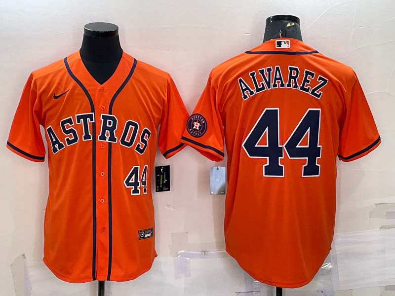Yordan Alvarez #44 Houston Astros Nike Mens Number Patch Limited Cool Base Jersey - Orange