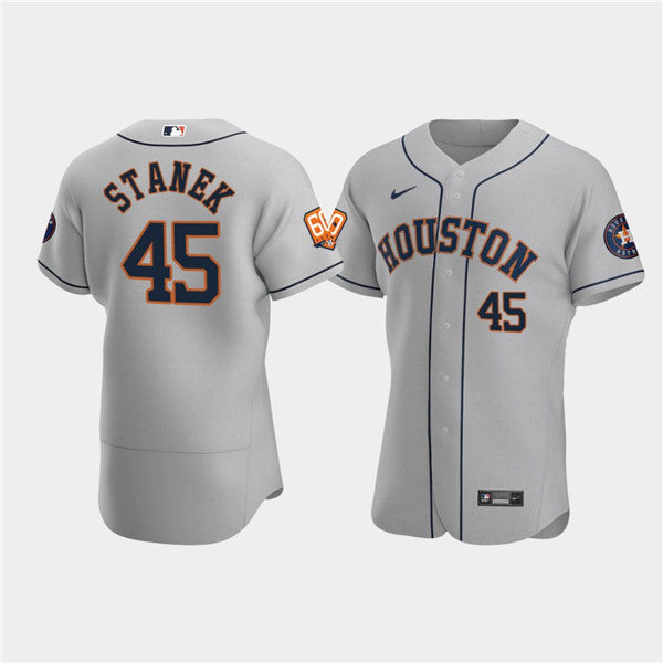 Ryne Stanek #45 Houston Astros Mens 60Th Anniversary Limited Flex Base Baseball Jersey - Gray
