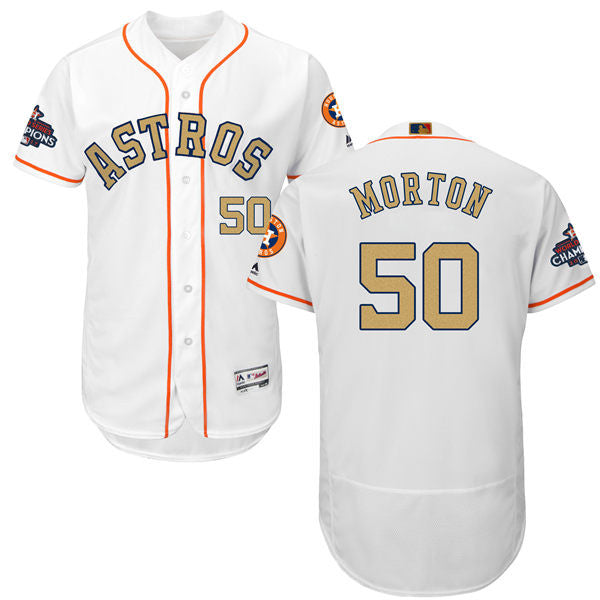 Charlie Morton #50 Houston Astros Mens 2018 Gold Program Flexbase Limited Jersey - White