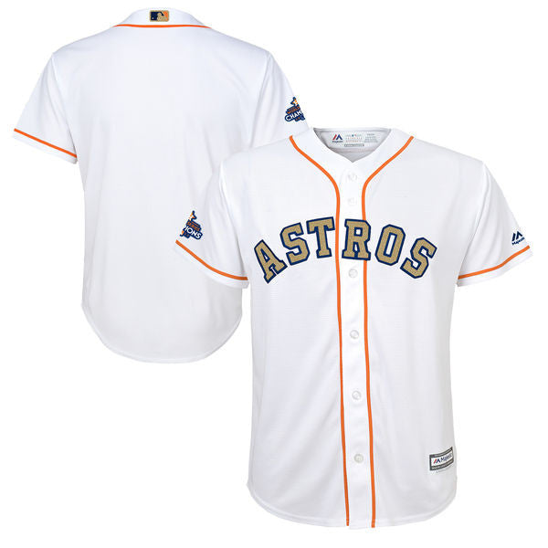 Gold Program #19 Houston Astros Mens 2018 Limited Blank Cool Base Jersey - White