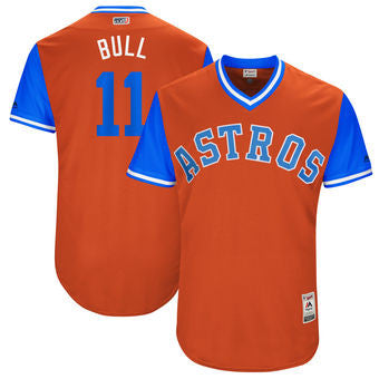 Evan Gattis #11 Houston Astros Majestic Mens 2017 Bull Players Weekend Authentic Jersey - Orange
