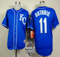 Jeremy Guthrie #11 Kansas City Royals Mens 2015 Kc Alternate Baseball World Series Patch Limited Jersey - Blue