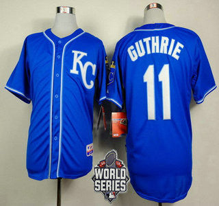 Jeremy Guthrie #11 Kansas City Royals Mens 2015 Kc Alternate Baseball World Series Patch Limited Jersey - Blue