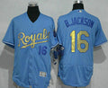 Light Blue #16 Kansas City Royals Mens 2015 Bo Jackson Retired World Series Champions Program Limited Flex Base Jersey - Gold