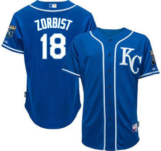 Alternate Blue #18 Kansas City Royals Mens Ben Zobrist Kc Limited Cool Base Jersey