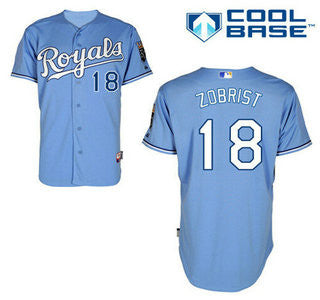 Light Blue #18 Kansas City Royals Mens Ben Zobrist Alternate Limited Cool Base Jersey