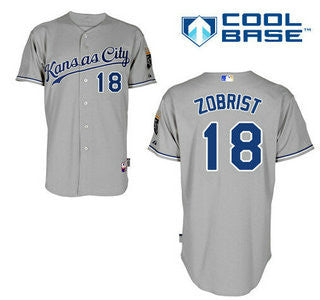 Ben Zobrist #18 Kansas City Royals Mens Away Kc Limited Cool Base Jersey - Gray
