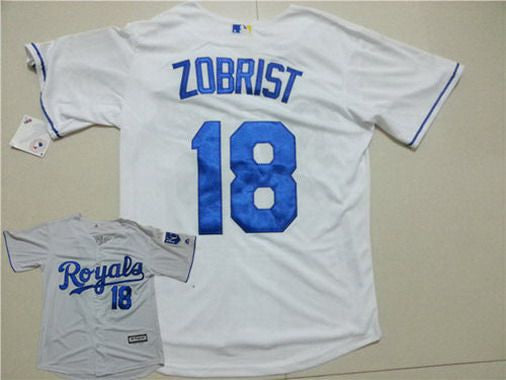 Ben Zobrist #18 Kansas City Royals Mens 2015 Home Limited Cool Base Jersey - White