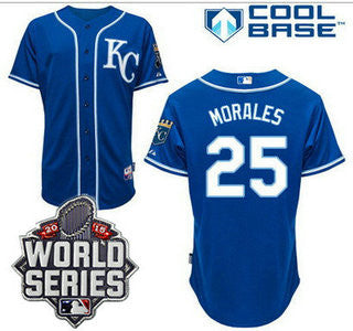Kansas City Royals #25 Mens 2015 Kendrys Morales Kc Alternate Baseball World Series Patch Limited Jersey - Blue