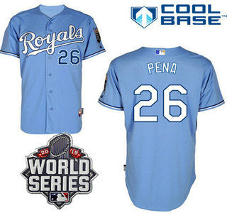 Light Blue #26 Kansas City Royals Mens 2015 Francisco Pena Alternate Baseball World Series Patch Limited Jersey
