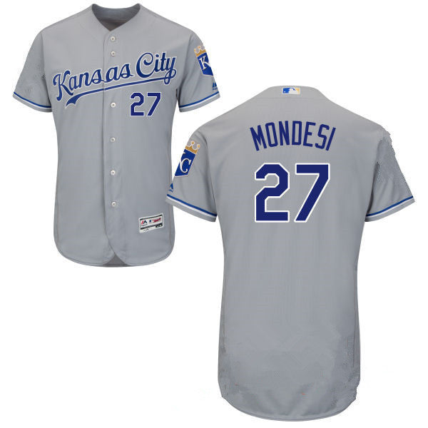 Kansas City Royals #27 Majestic Mens Raul A Mondesi Road Limited Cool Base Jersey - Gray