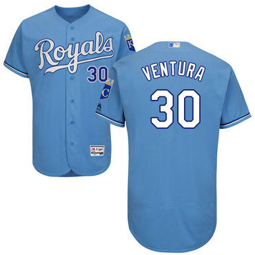 Light Blue #30 Kansas City Royals Majestic Mens 2016 Yordano Ventura Flexbase Limited Baseball Jersey