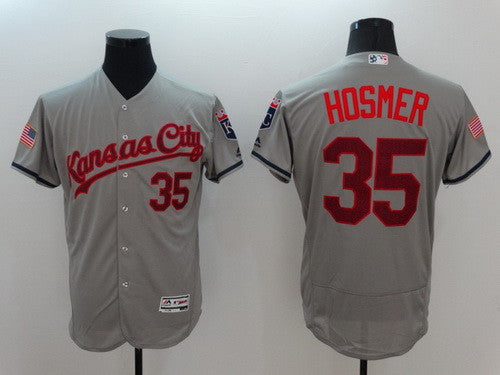 Eric Hosmer #35 Kansas City Royals Majestic Mens 2016 Fashion Stars Stripes Flexbase Limited Jersey - Gray