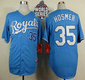 Eric Hosmer #35 Kansas City Royals Mens 2015 Alternate Baseball World Series Patch Limited Jersey - Light Blue