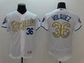 Kansas City Royals #36 Majestic Mens Edinson Volquez World Series Champions Gold Program Flexbase Limited Player Jersey - White