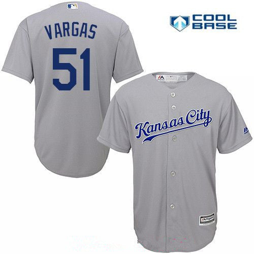 Jason Vargas #51 Kansas City Royals Majestic Mens Road Limited Cool Base Jersey - Gray