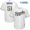 Jason Vargas #51 Kansas City Royals Majestic Mens 2017 Gold Home Limited Cool Base Jersey - White