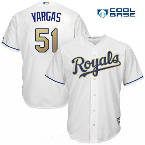 Jason Vargas #51 Kansas City Royals Majestic Mens 2017 Gold Home Limited Cool Base Jersey - White