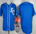 Kansas City Royals Mens 2015 Blank Kc Alternate Baseball World Series Patch Limited Jersey - Blue
