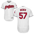 Shane Bieber #57 Cleveland Indians Majestic Mens Authentic Flex Base Home Jersey - White