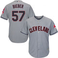 Shane Bieber #57 Cleveland Indians Majestic Mens Limited Cool Base Road Jersey - Gray