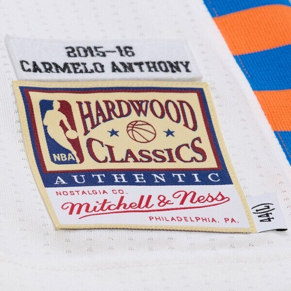 Men's Mitchell & Ness Carmelo Anthony White New York Knicks 2015-16 Hardwood Classics  Jersey
