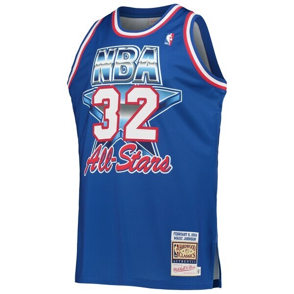 Men's Mitchell & Ness Magic Johnson Royal Western Conference Hardwood Classics 1992 NBA All-Star Game  Jersey