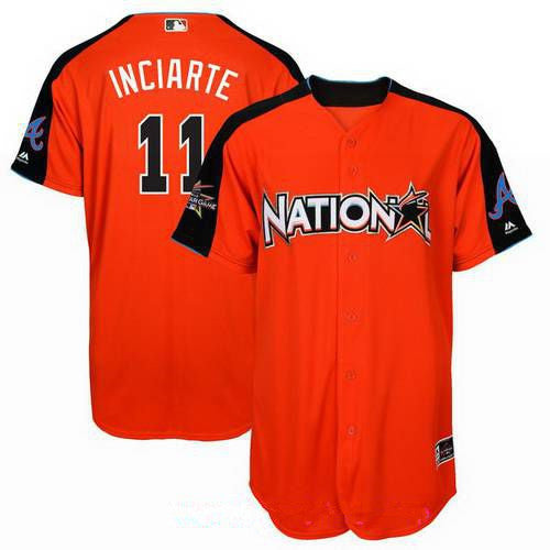 Atlanta Braves #11 Majestic Mens 2017 National League Ender Inciarte Star Game Home Run Derby Player Jersey - Orange