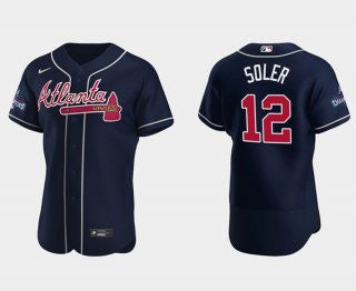 Jorge Soler #12 Atlanta Braves Mens 2021 World Series Champions Limited Flex Base Jersey - Navy