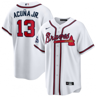 Ronald Acuna Jr #13 Atlanta Braves Mens 2021 World Series Champions Limited Cool Base Jersey - White
