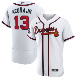 Ronald Acuna Jr #13 Atlanta Braves Mens 2021 World Series Champions Limited Baseball Jersey - White