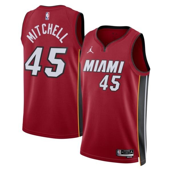 Miami Heat Jordan Brand Statement Edition Swingman Jersey - Red - Davion Mitchell - Unisex