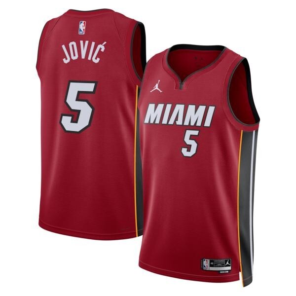 Miami Heat Jordan Brand Statement Edition Swingman Jersey - Red - Nikola Jović - Unisex