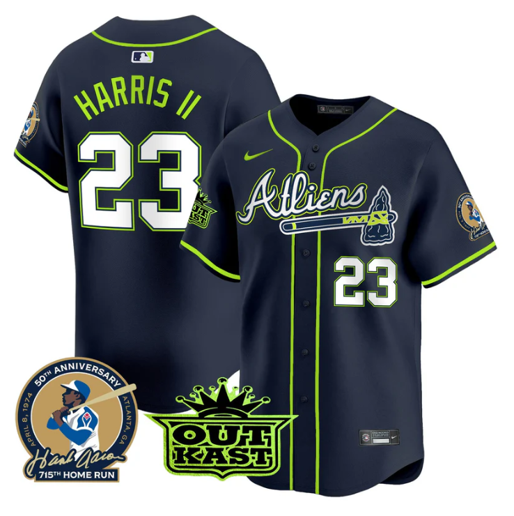 Michael Harris Ii #23 Atlanta Braves Atliens Hank Aaron Patch Limited Sti Jersey