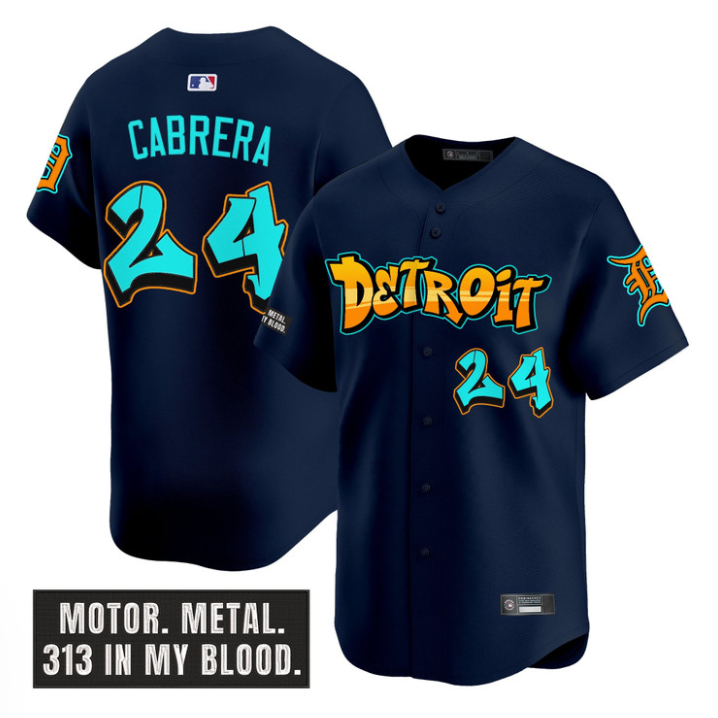 Miguel Cabrera #24 Detroit Tigers Graffiti Motor City Edition Limited Jersey - Navy