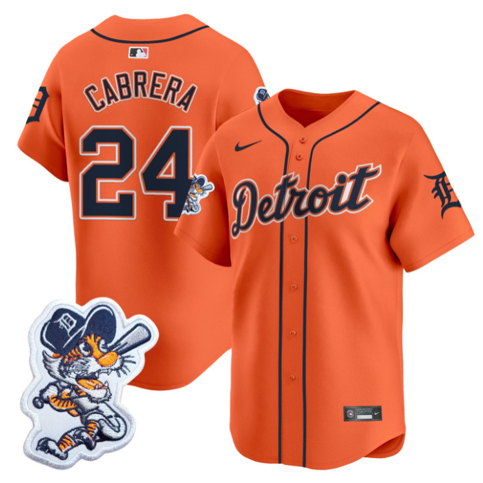 Miguel Cabrera #24 Detroit Tigers Paws Patch Vapor Premier Limited Jersey