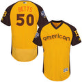 Mookie Betts #50 Boston Red Sox Majestic Mens 2016 Star Jersey American League Limited Flex Base Jersey - Gold