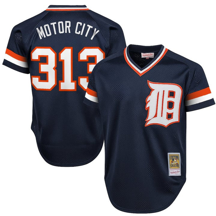 Motor City Detroit Tigers #313 Throwback Cooperstown Limited Jersey - Navy