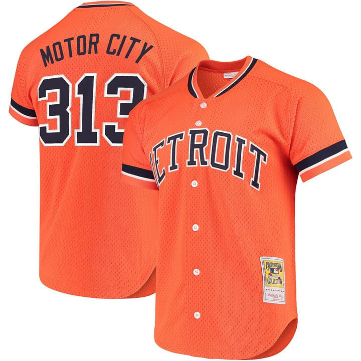 Motor City Detroit Tigers #313 Throwback Cooperstown Limited Jersey - Orange