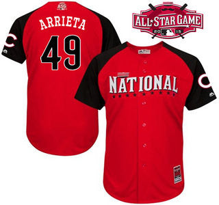Jake Arrieta #49 Chicago Cubs 2015 National League Star Game Player Jersey - Red