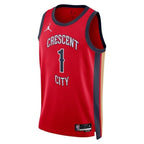 New Orleans Pelicans Jordan Brand Statement Edition Swingman Jersey - Red - Zion Williamson - Unisex