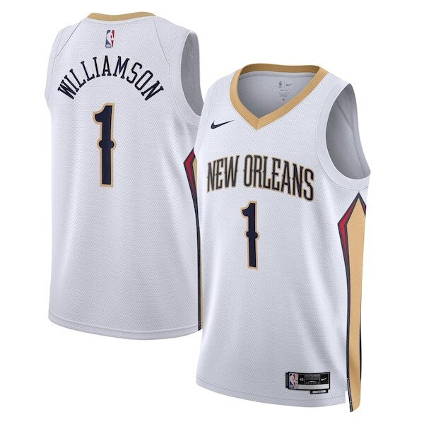 New Orleans Pelicans Nike Association Edition Swingman Jersey - White - Zion Williamson - Unisex