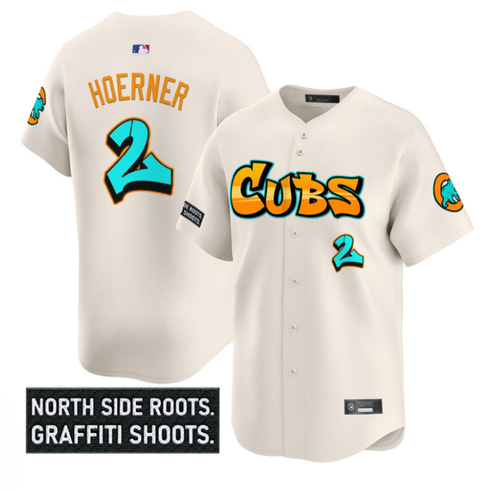 Nico Hoerner #2 Chicago Cubs Graffiti North Side Edition Limited Jersey - Cream