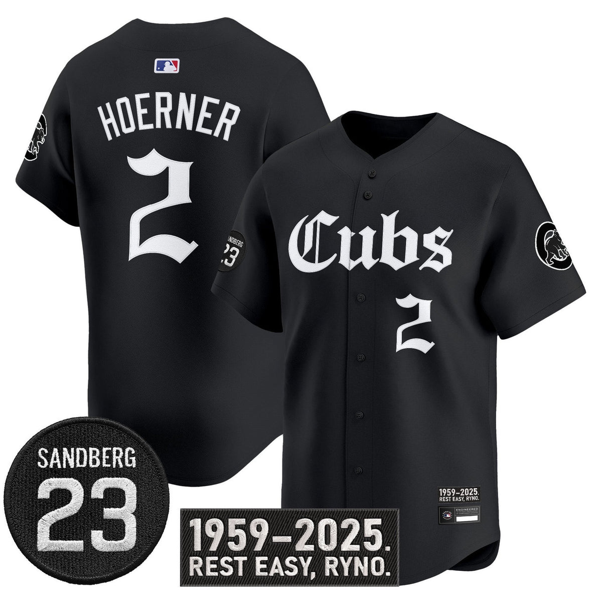 Nico Hoerner #2 Chicago Cubs Ryne Sandberg Tribute Limited Jersey - Black